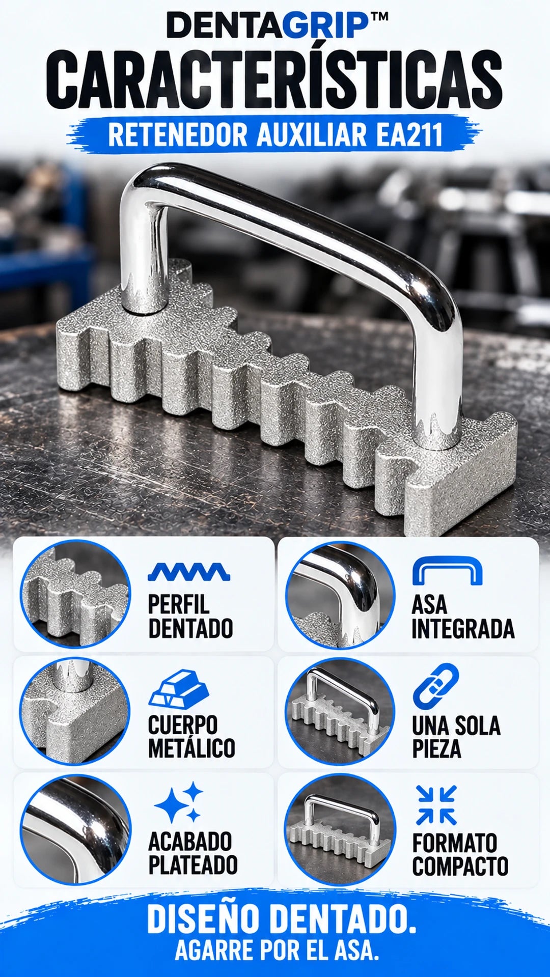 Perfil dentado, asa y características de DENTAGRIP™