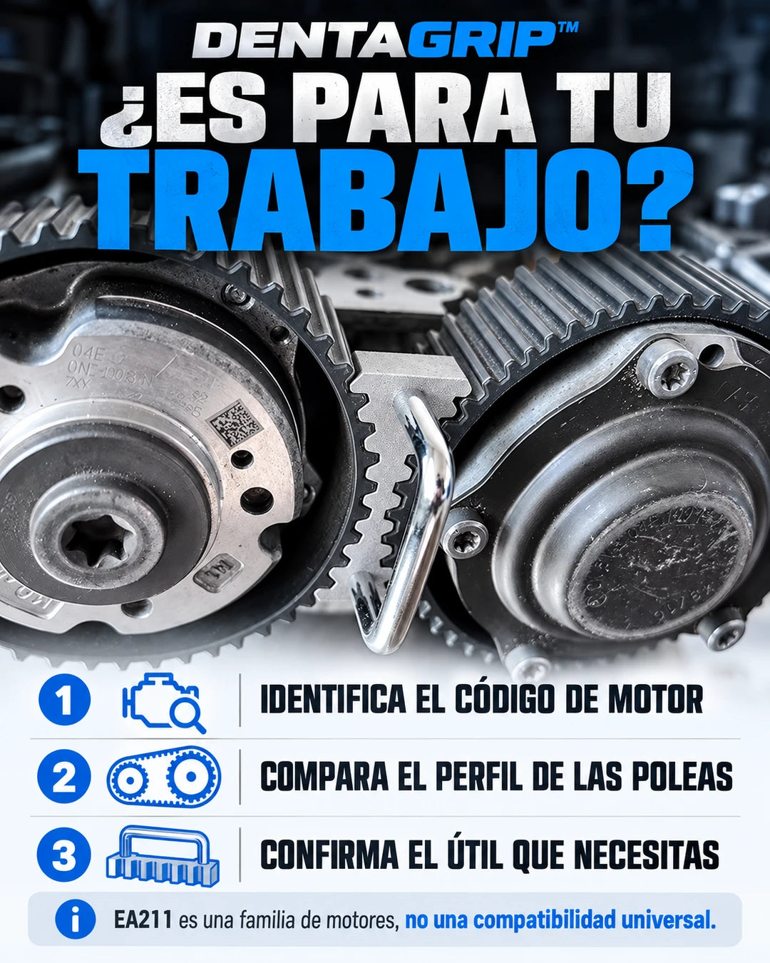 Comprueba código de motor y perfil de poleas